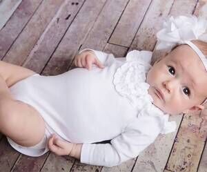 NEW LEMON LOVES LAYETTE newborn and baby girls madison onesie in white